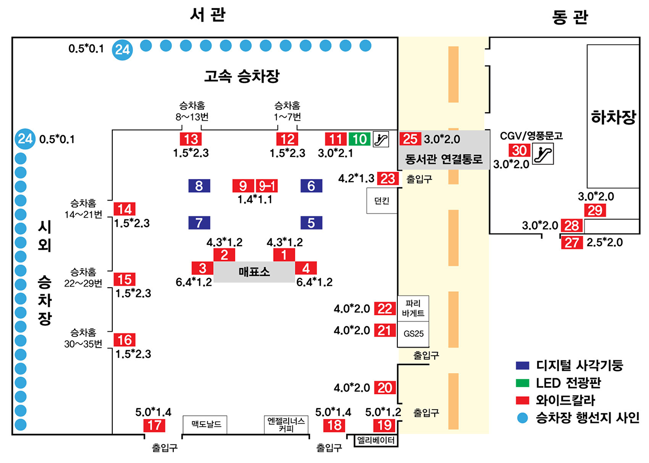 광고 매체별 위치도